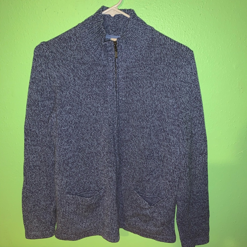 L.L. Bean Cotton Knit Zip Up Sweater